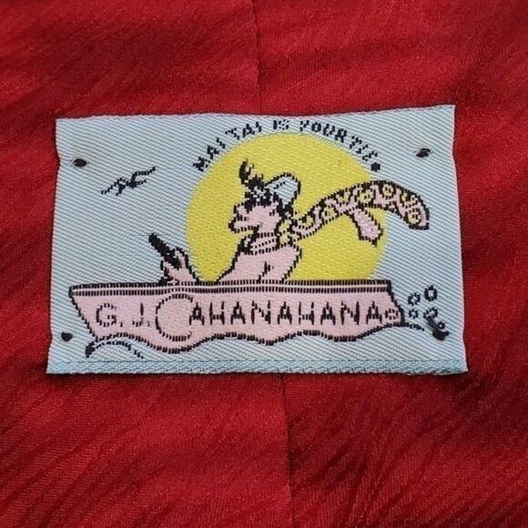 GJ Cahanahana Red Tropical Aviation Hand Sewn Silk Tie - Picture 7 of 10